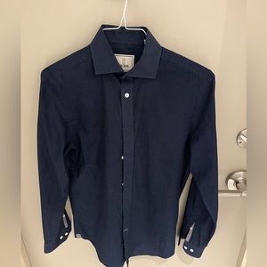 Todd Snyder slim fit dark navy and micro dot shirt size 15 32/33